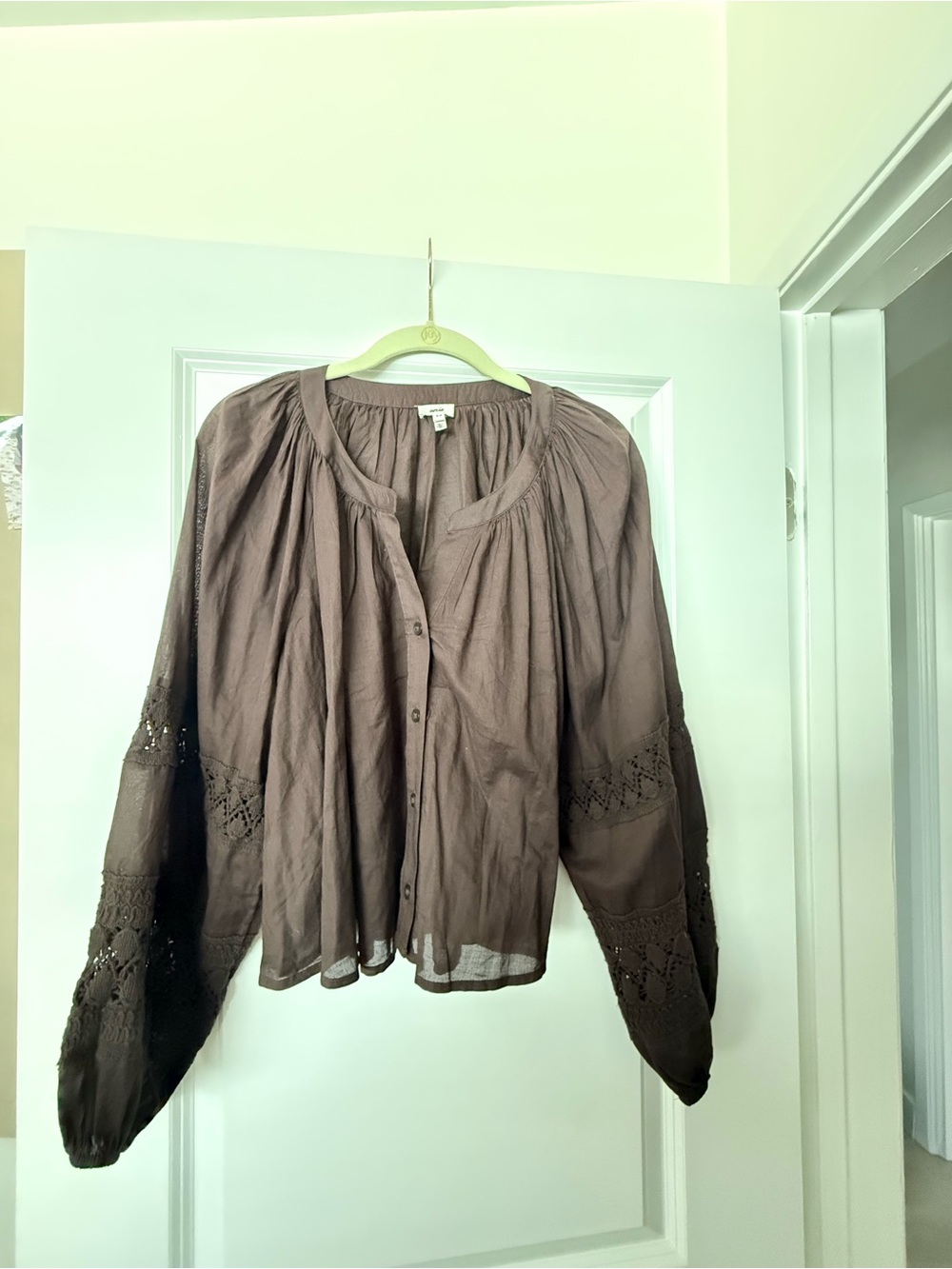 Aerie 100% Cotton Boho Set: Tiered Maxi Skirt & Lace Top - Brown - Picture 3 of 9